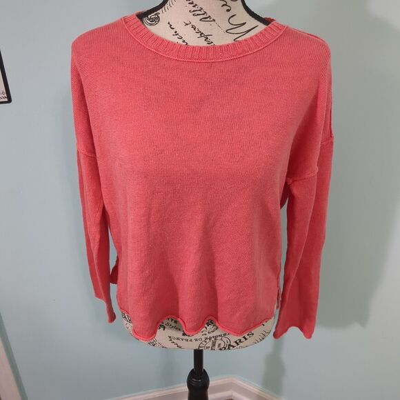 EILEEN FISHER ORGANIC LINEN PULLOVER CORAL LONG SLEEVE small - Picture 1 of 6